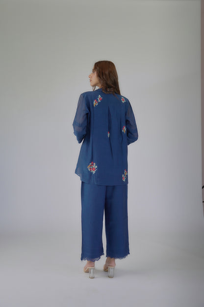 Bird Embroidered Shirt Co-ord Set