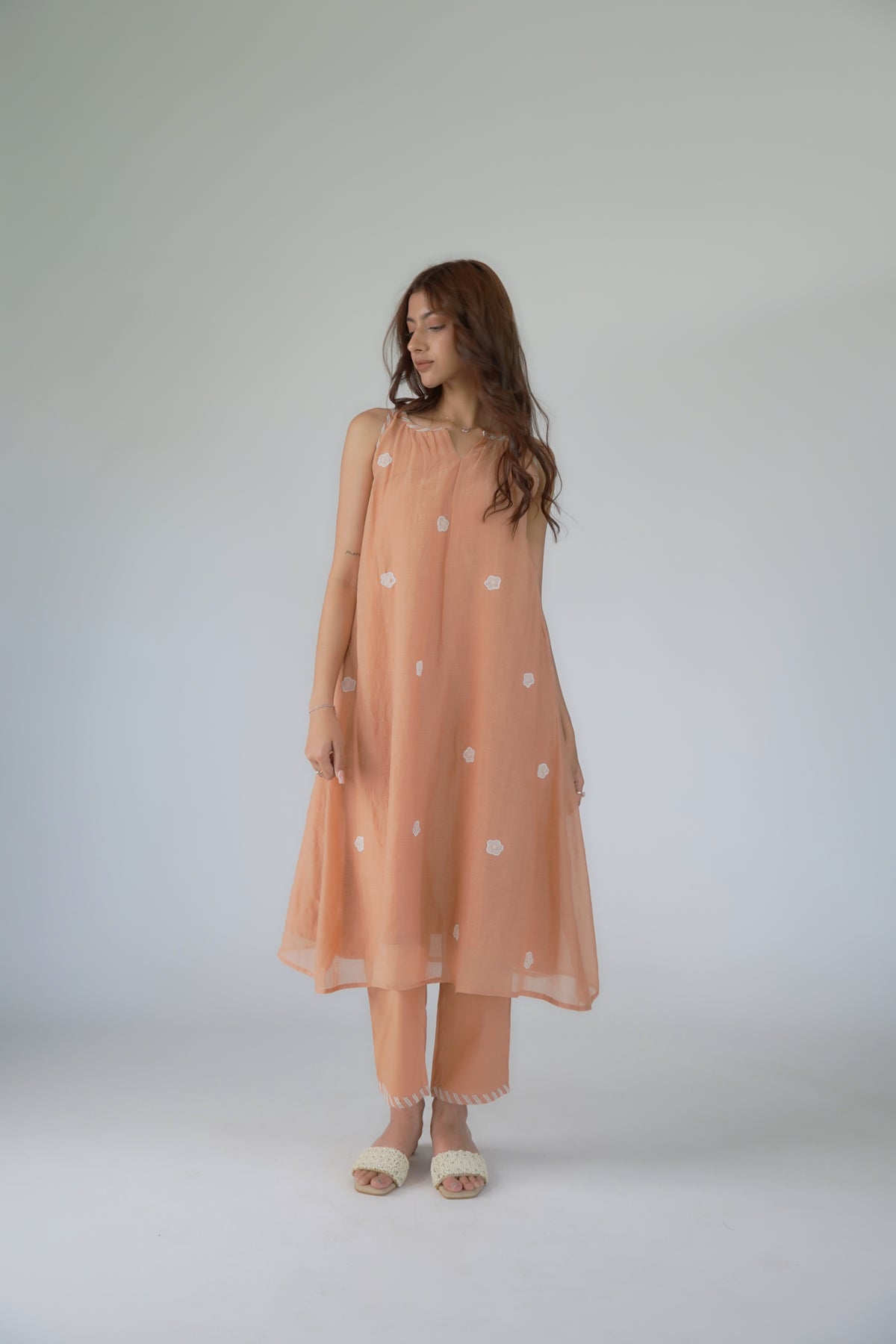 Floral embroidery suit