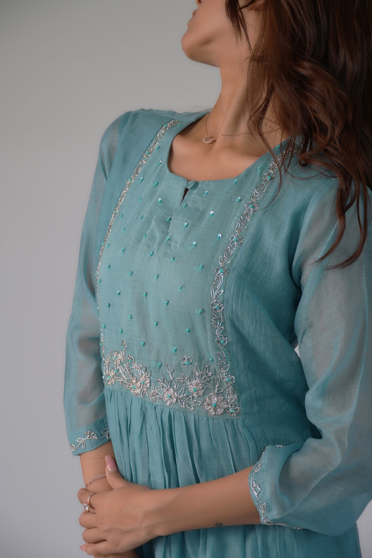 Silver Zardosi Suit