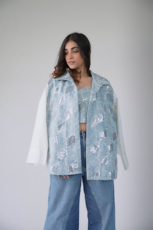 Denim sequins shirt