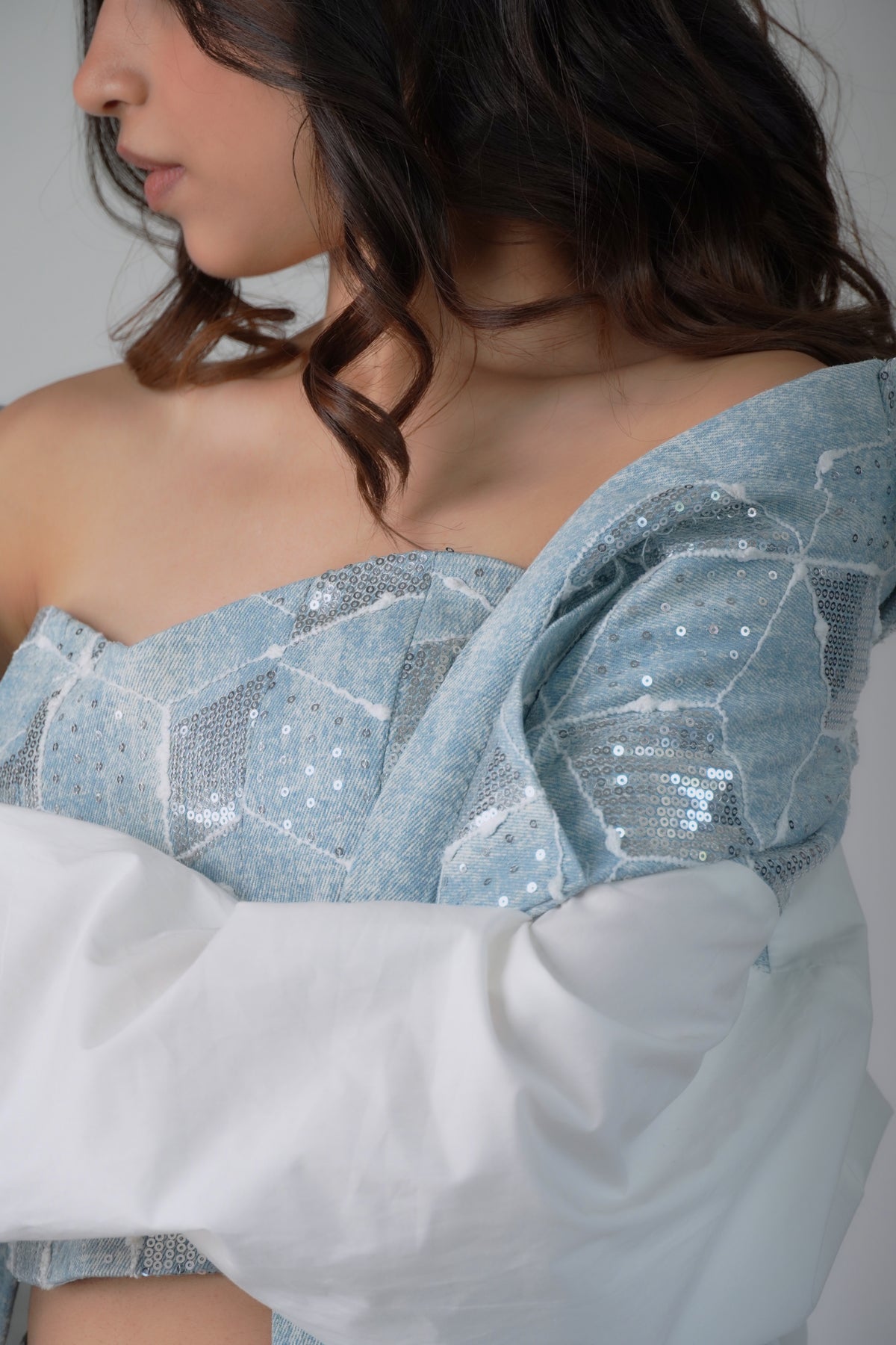 Denim sequins shirt