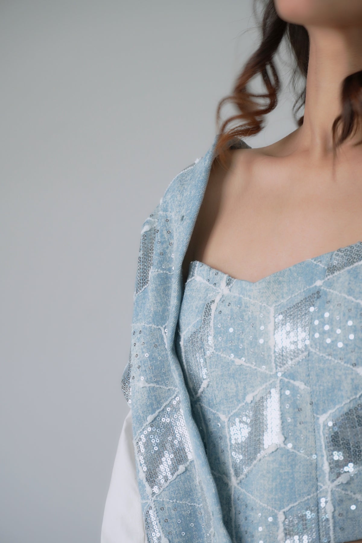 Denim sequins shirt