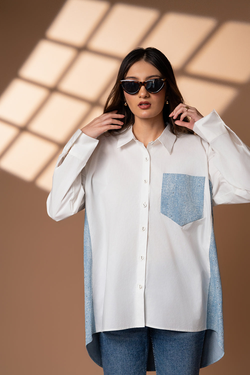 Denim rhine-stone shirt