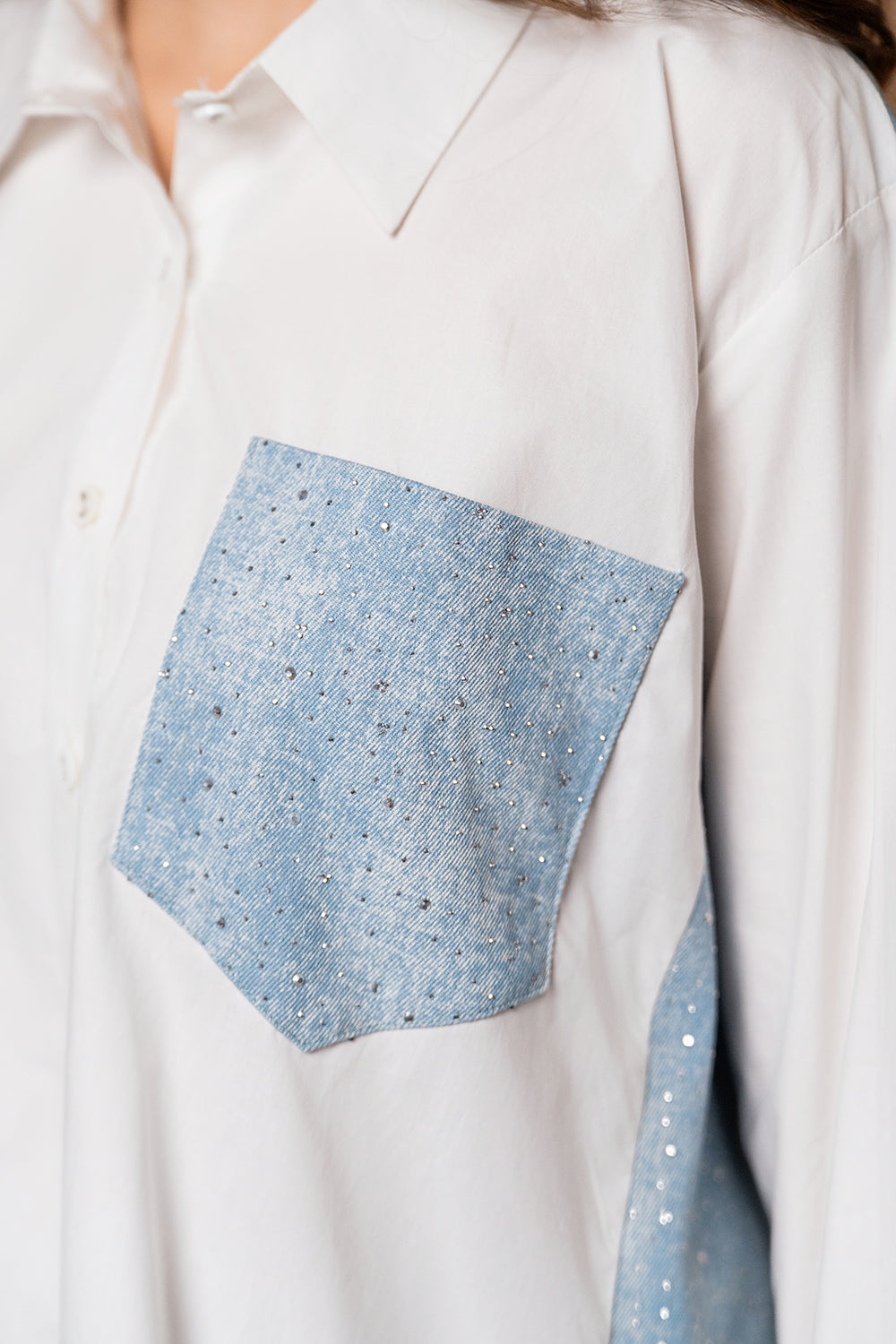 Denim rhine-stone shirt