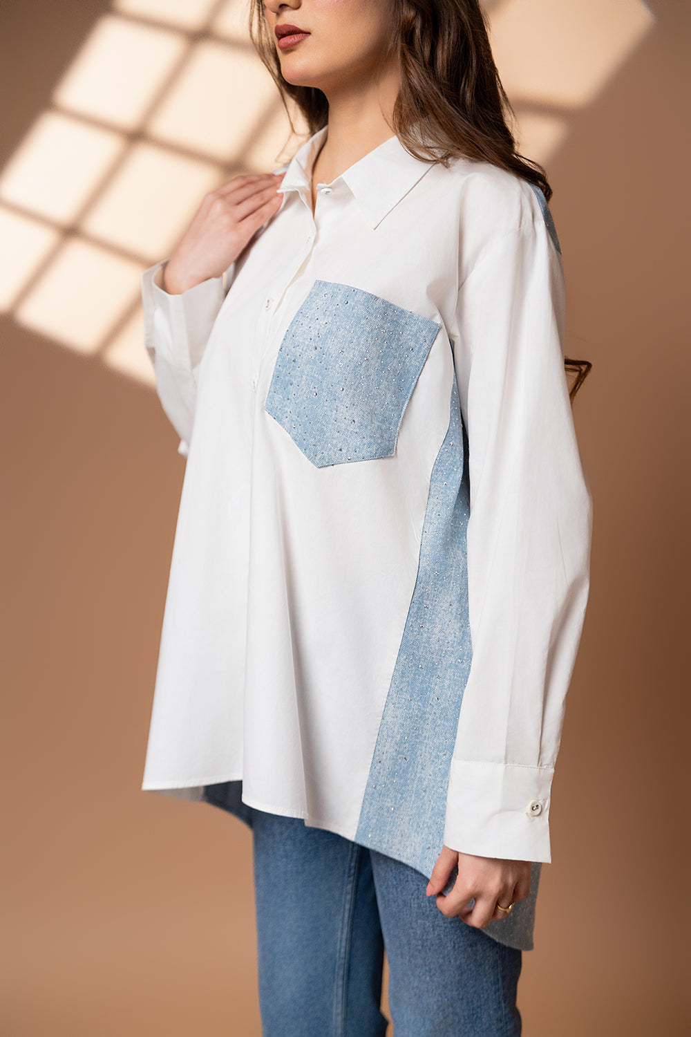 Denim rhine-stone shirt