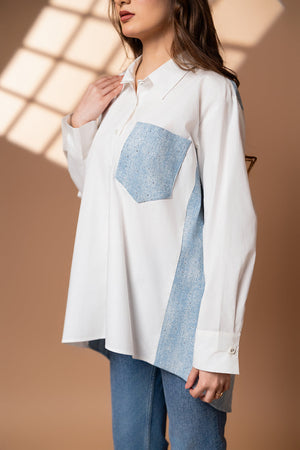 Denim rhine-stone shirt