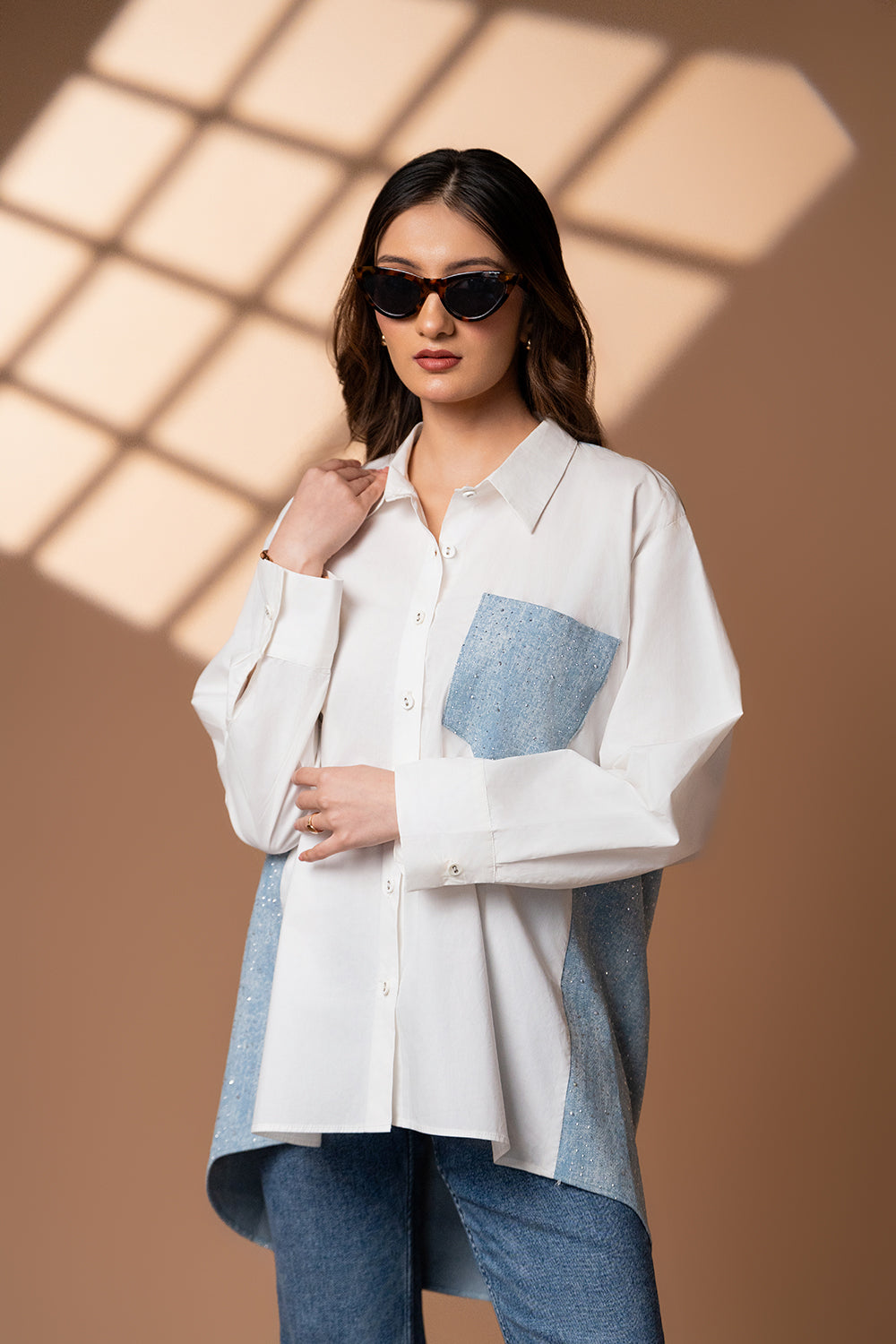 Denim rhine-stone shirt