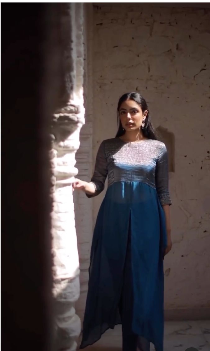 Blue Tissue Chanderi top and pants