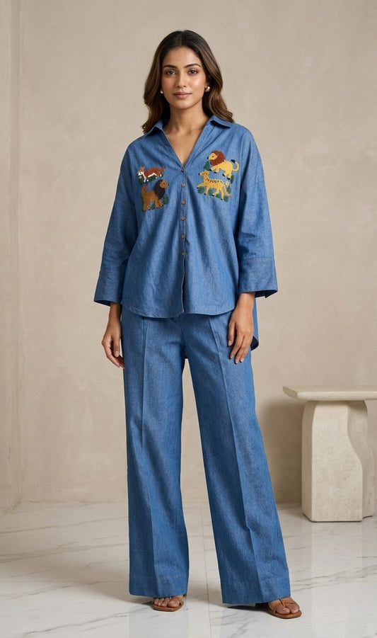 DENIM DISNEY EMBROIDERY CO ORD SET