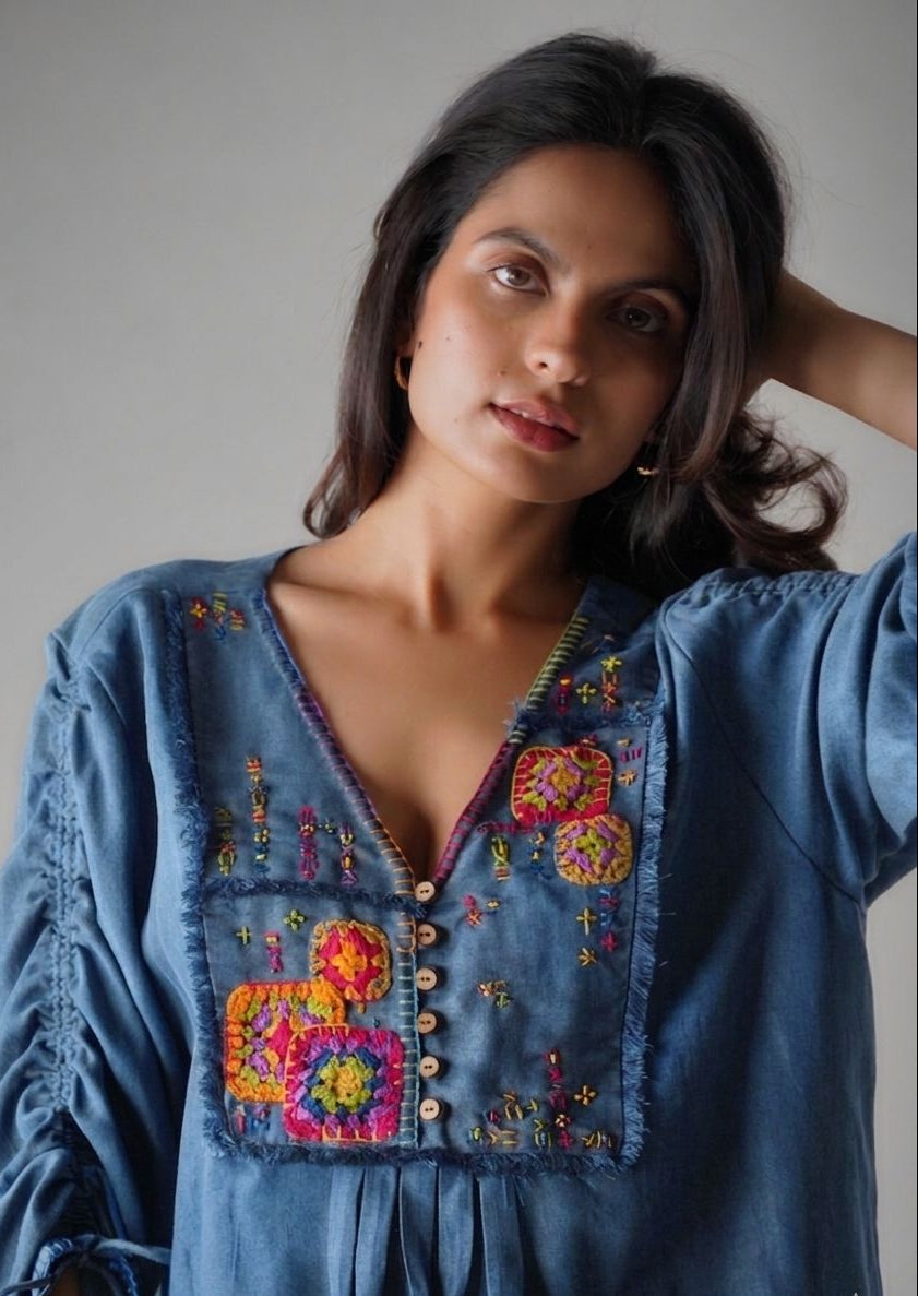 DENIM BOHO DRESS