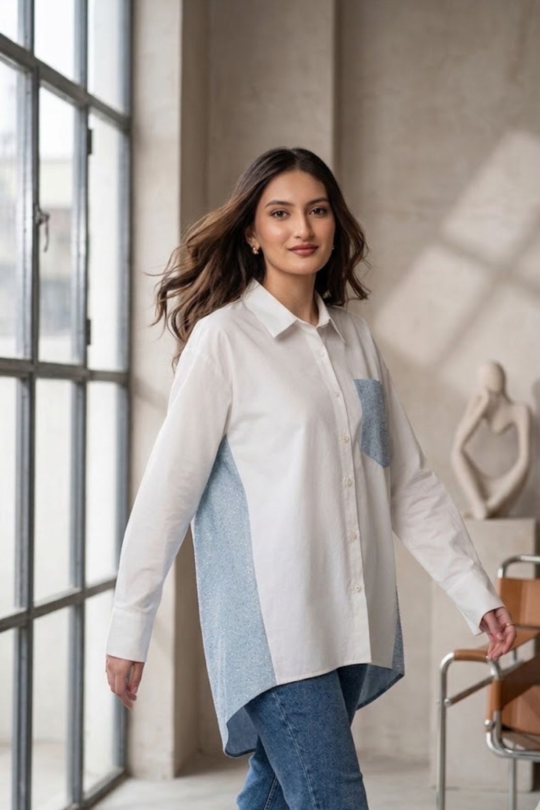 Denim rhine-stone shirt