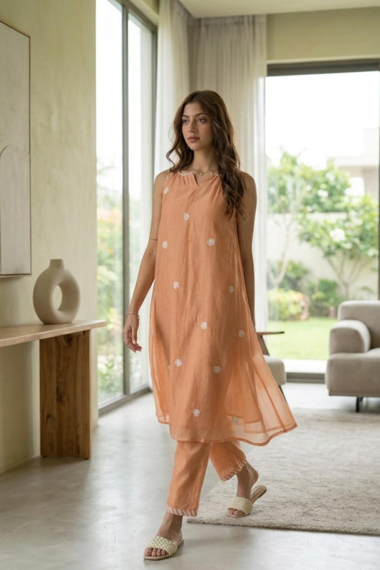 Floral embroidery suit