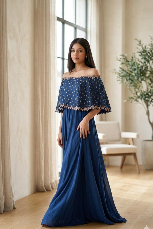 Bandhani One Shoulder Cape Jumpsuit