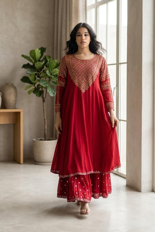 Red Georgette Anarkali