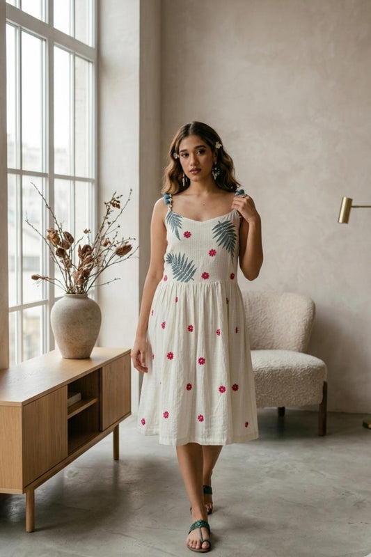 Organic cotton embroidered short Dress