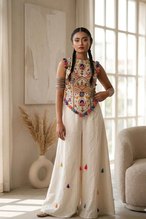 Multi Aari-Work Blouse & Palazzo