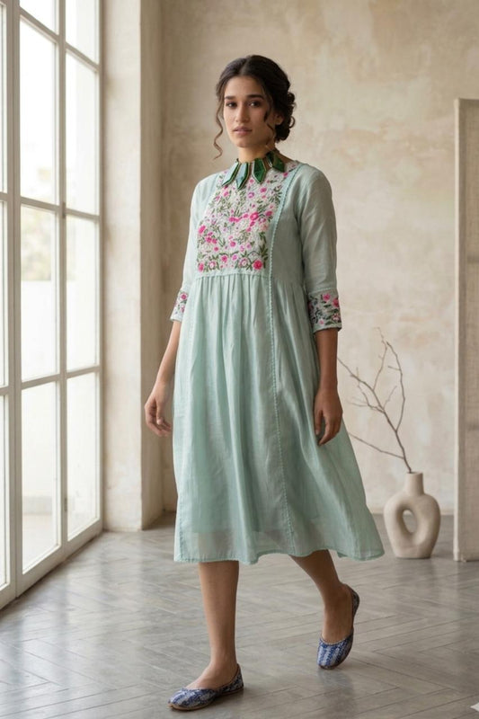 Light Blue Chanderi Dress