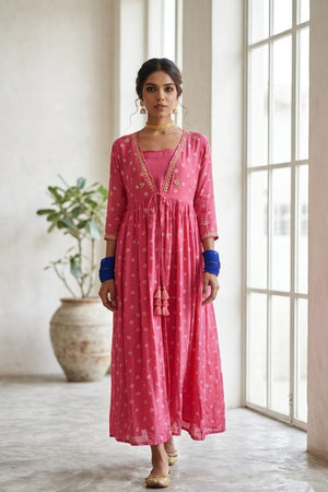 Bandhani Tie Up Jacket With Inner