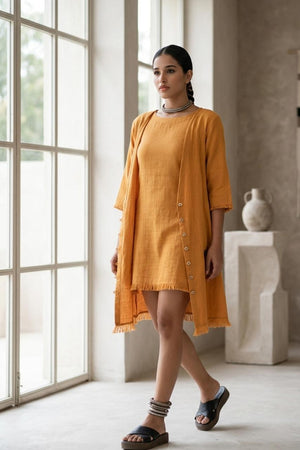 orange jacket dress