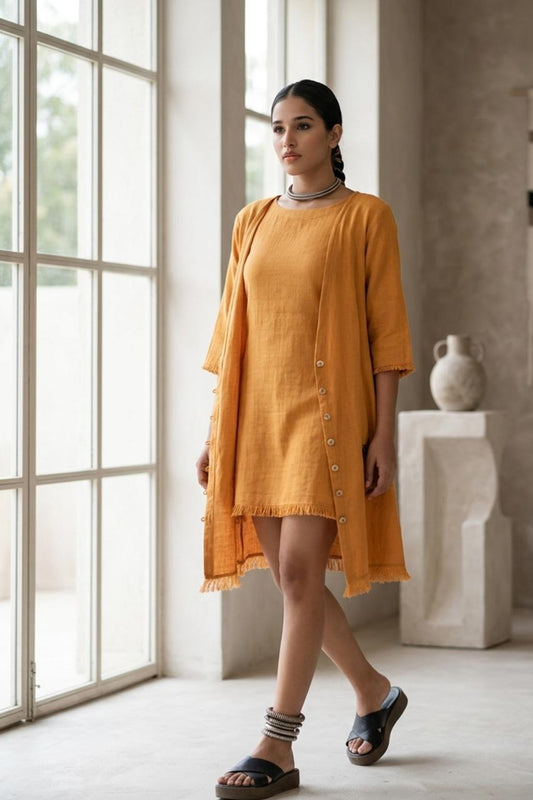orange jacket dress