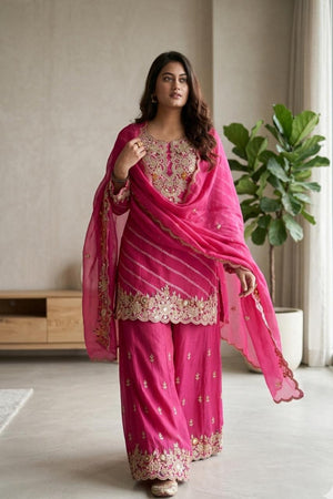 Pink Bandhani Sharara Set