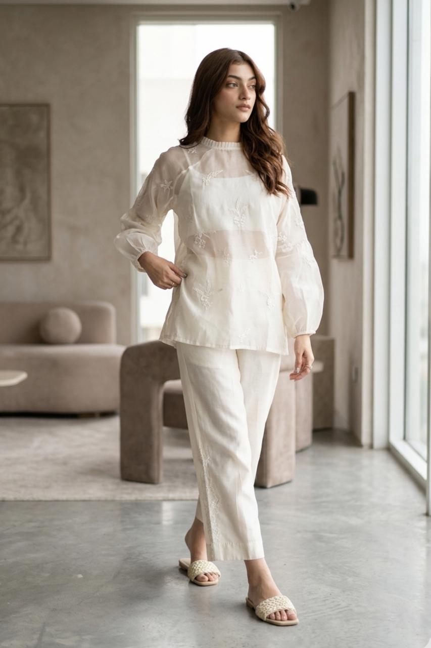 Off-white bird embroidery co-ord