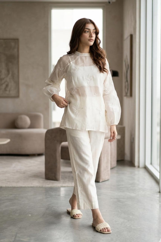 Off-white bird embroidery co-ord