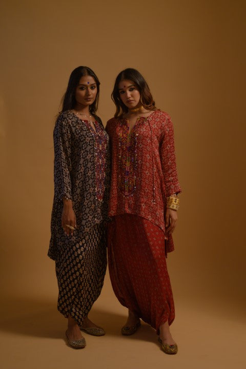 Printed kurti with dhoti