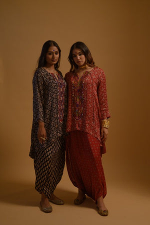 Printed kurti with dhoti