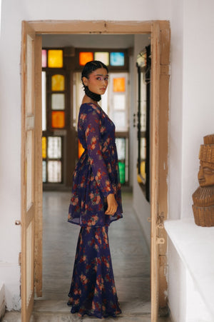 Printed peplum top with Sharara