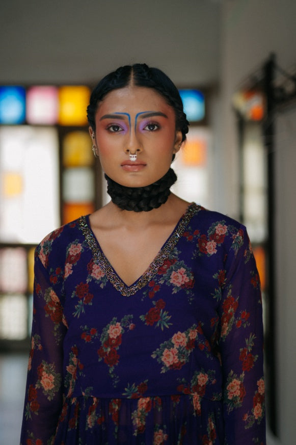 Printed peplum top with Sharara